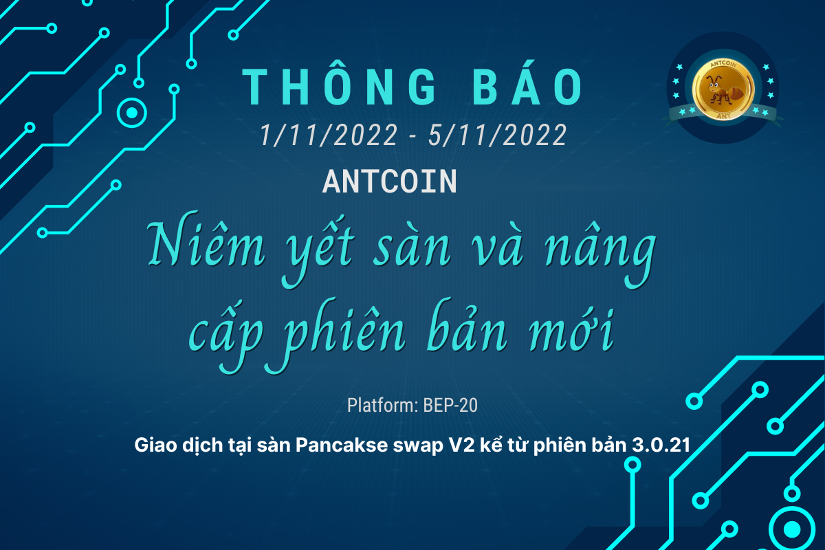 Thông báo từ AntCoin đến cộng đồng